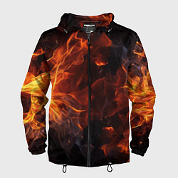 Ветровка с капюшоном мужская Огонь и искры, цвет: 3D-черный
