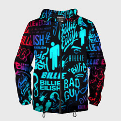 Ветровка с капюшоном мужская Billie Eilish neon pattern, цвет: 3D-черный