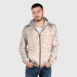 Ветровка с капюшоном мужская Нежный леопард паттерн, цвет: 3D-черный — фото 2
