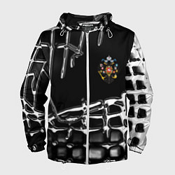 Ветровка с капюшоном мужская Россия герб РФ, цвет: 3D-белый