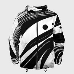 Ветровка с капюшоном мужская Abstract black and white composition, цвет: 3D-черный