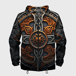Ветровка с капюшоном мужская Орнамент в викингском стиле, цвет: 3D-черный