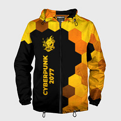 Ветровка с капюшоном мужская Cyberpunk 2077 - gold gradient по-вертикали, цвет: 3D-черный