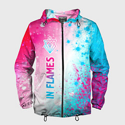 Ветровка с капюшоном мужская In Flames neon gradient style по-вертикали, цвет: 3D-черный