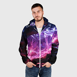 Ветровка с капюшоном мужская Стеклянный камень с фиолетовой подсветкой, цвет: 3D-белый — фото 2