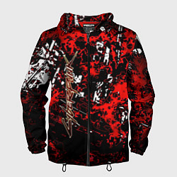 Ветровка с капюшоном мужская Красная иллюстрация киберпанк, цвет: 3D-черный