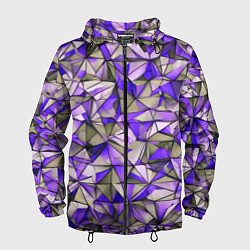 Ветровка с капюшоном мужская Маленькие фиолетовые треугольники, цвет: 3D-черный