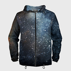Ветровка с капюшоном мужская Темное космическое звездное небо, цвет: 3D-черный