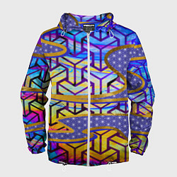 Ветровка с капюшоном мужская Ядовитое кимоно: асаноха в тумане, цвет: 3D-белый