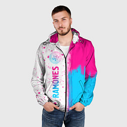 Ветровка с капюшоном мужская Ramones neon gradient style по-вертикали, цвет: 3D-черный — фото 2