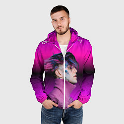 Ветровка с капюшоном мужская Lil Peep фиолетовый лук, цвет: 3D-белый — фото 2