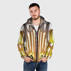Ветровка с капюшоном мужская Абстрактный рисунок по мотивам крыла бабочки, цвет: 3D-черный — фото 2