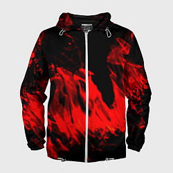 Ветровка с капюшоном мужская Красное пламя, цвет: 3D-белый