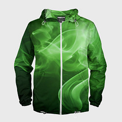 Ветровка с капюшоном мужская Зеленый дым, цвет: 3D-белый