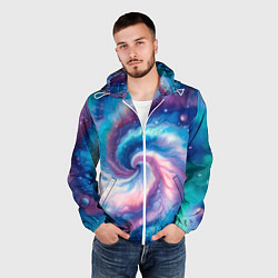 Ветровка с капюшоном мужская Галактический тай-дай, цвет: 3D-белый — фото 2