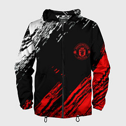 Ветровка с капюшоном мужская ФК Манчестер Юнайтед спортивные краски, цвет: 3D-черный