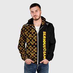 Ветровка с капюшоном мужская Serious Sam pattern game, цвет: 3D-белый — фото 2