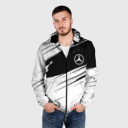 Ветровка с капюшоном мужская Mercedes benz краски чернобелая геометрия, цвет: 3D-черный — фото 2