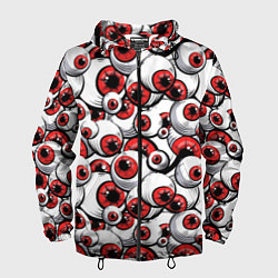 Ветровка с капюшоном мужская Красные глазные яблоки, цвет: 3D-черный