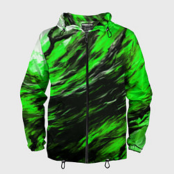 Ветровка с капюшоном мужская Чёрная и зелёная буря, цвет: 3D-черный