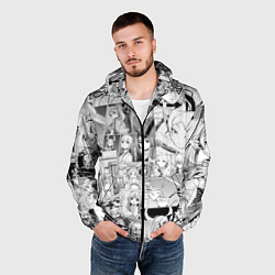 Ветровка с капюшоном мужская Провожающая в последний путь Фрирен узор, цвет: 3D-черный — фото 2