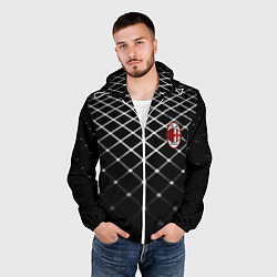 Ветровка с капюшоном мужская Милан футбольный клуб, цвет: 3D-белый — фото 2