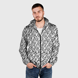 Ветровка с капюшоном мужская Чёрный узор на белом фоне, цвет: 3D-черный — фото 2