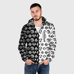 Ветровка с капюшоном мужская Genshin Impact - black and white, цвет: 3D-черный — фото 2