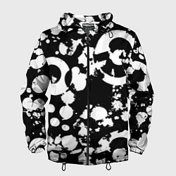 Ветровка с капюшоном мужская Модная чб абстракция - нейросеть, цвет: 3D-черный