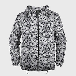 Ветровка с капюшоном мужская Пикселированный городской серый камуфляж, цвет: 3D-черный