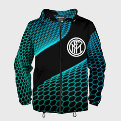 Ветровка с капюшоном мужская Inter football net, цвет: 3D-черный