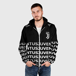 Ветровка с капюшоном мужская Juventus pattern fc club steel, цвет: 3D-белый — фото 2