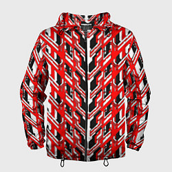 Ветровка с капюшоном мужская Красная техно броня, цвет: 3D-черный