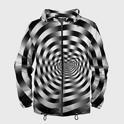 Ветровка с капюшоном мужская Оптическая иллюзия спиральное заклинание, цвет: 3D-черный