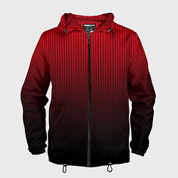 Ветровка с капюшоном мужская Красно-чёрный градиент в полоску, цвет: 3D-черный
