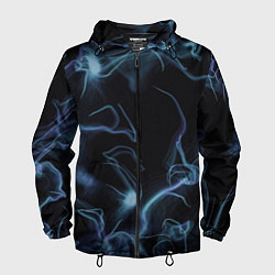 Ветровка с капюшоном мужская Синие неоновые молнии, цвет: 3D-черный