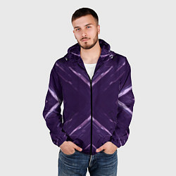 Ветровка с капюшоном мужская Космические треугольники икс, цвет: 3D-черный — фото 2