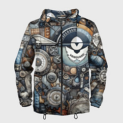 Ветровка с капюшоном мужская Механистический паттерн - авангард нейросеть, цвет: 3D-черный