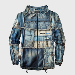 Ветровка с капюшоном мужская Patchwork denim - vogue, цвет: 3D-черный