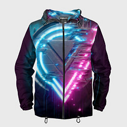 Ветровка с капюшоном мужская Neon geometric abstraction - ai art, цвет: 3D-черный