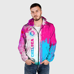 Ветровка с капюшоном мужская Chelsea neon gradient style по-вертикали, цвет: 3D-черный — фото 2