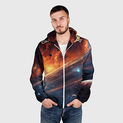 Ветровка с капюшоном мужская Млечный путь космос, цвет: 3D-белый — фото 2