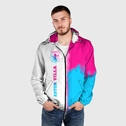 Ветровка с капюшоном мужская Aston Villa neon gradient style по-вертикали, цвет: 3D-черный — фото 2