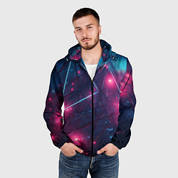 Ветровка с капюшоном мужская Конструкция с ярким свечением, цвет: 3D-черный — фото 2