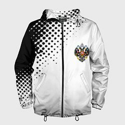 Ветровка с капюшоном мужская Герб РФ спорт абстракция, цвет: 3D-черный