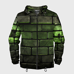 Ветровка с капюшоном мужская Зеленые неоновые кирпичи, цвет: 3D-черный