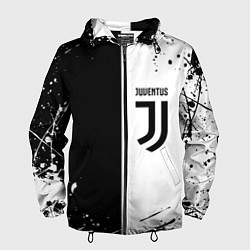 Ветровка с капюшоном мужская Juventus краски текстура спорт, цвет: 3D-черный