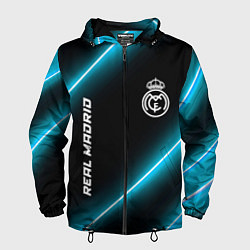 Ветровка с капюшоном мужская Real Madrid неоновые лампы, цвет: 3D-черный
