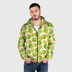 Ветровка с капюшоном мужская Дыни узор, цвет: 3D-черный — фото 2