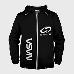 Ветровка с капюшоном мужская Nasa space logo white, цвет: 3D-белый